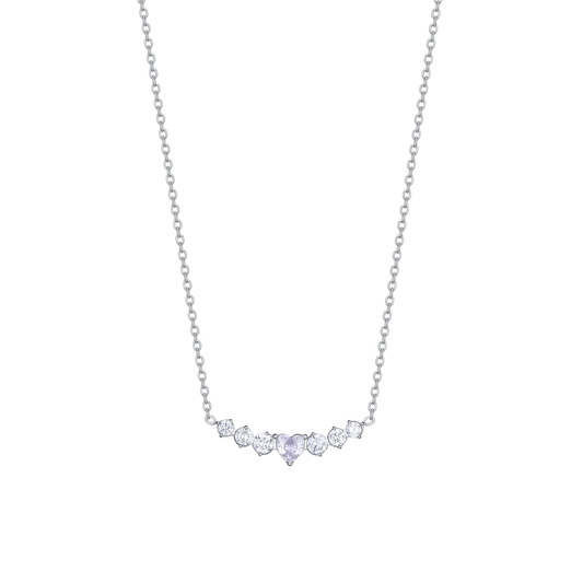 Collana Luca Barra Acciaio Maglia Catena Centrale Cristalli con Cuore