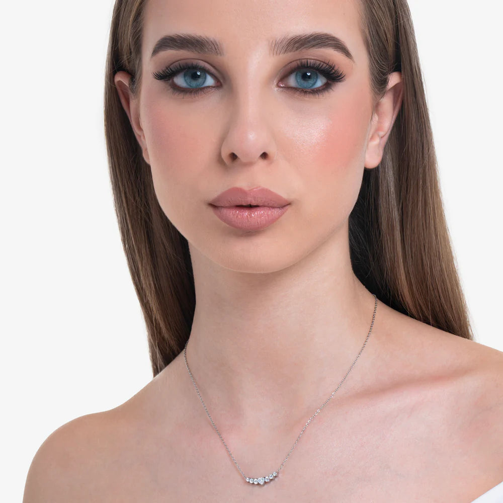 Collana Luca Barra Acciaio Maglia Catena Centrale Cristalli con Cuore