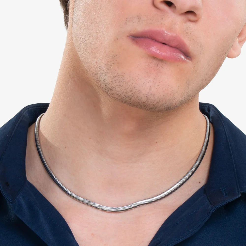 Collana Girocollo Luca Barra Acciaio Maglia Snake