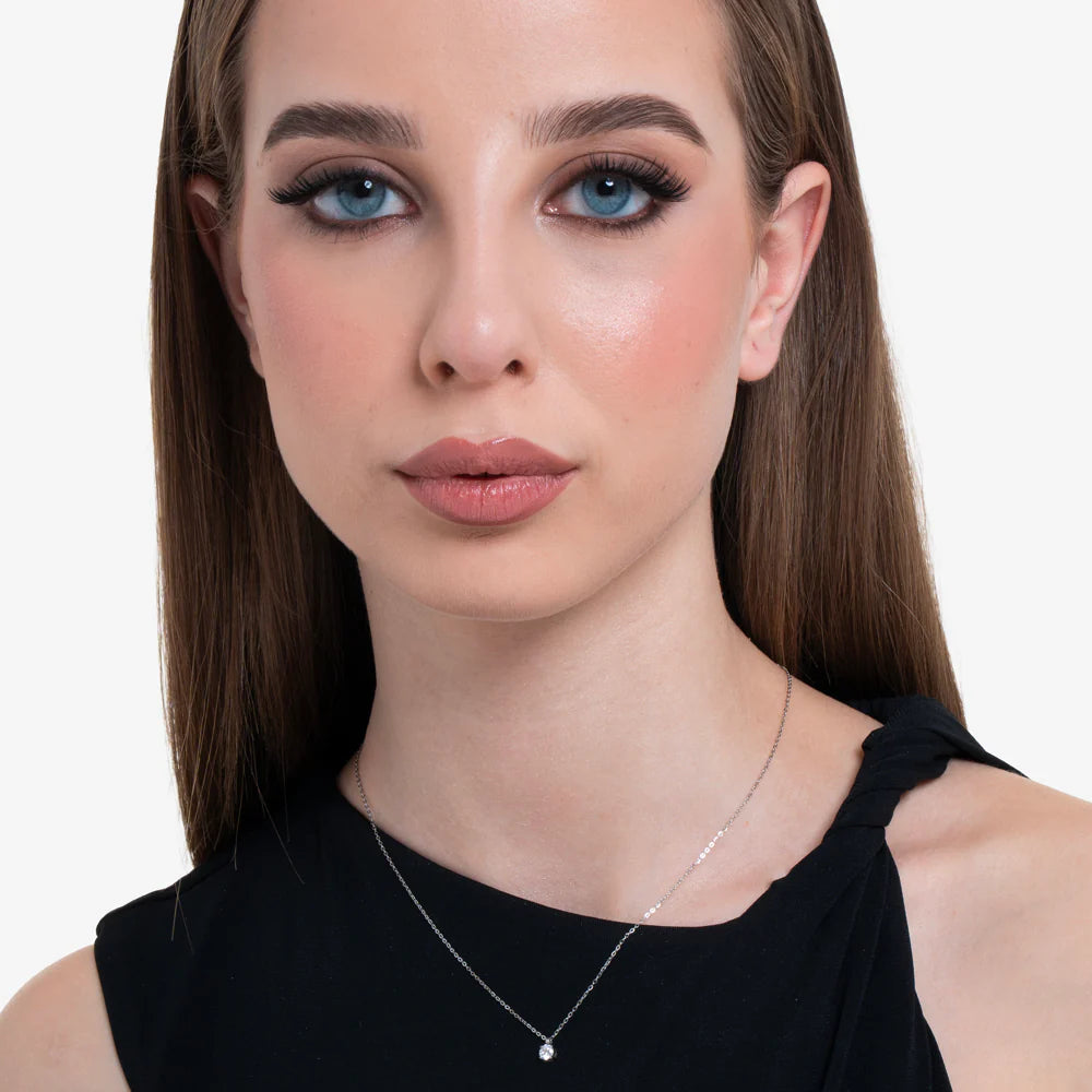 Collana Luca Barra Acciaio Maglia Catena con Punto Luce