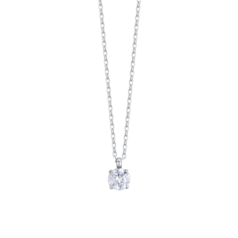 Collana Luca Barra Acciaio Maglia Catena Pendente Punto Luce Cristallo