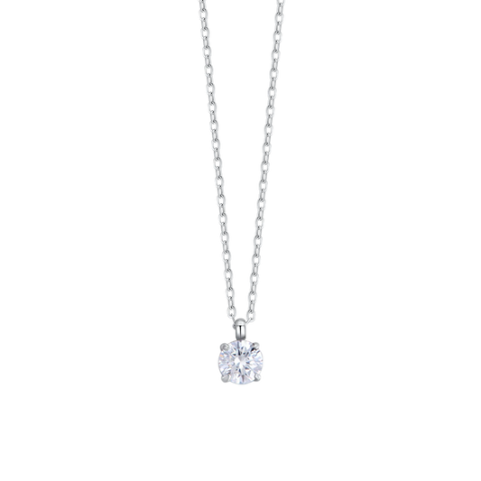 Collana Luca Barra Acciaio Maglia Catena Pendente Punto Luce Cristallo