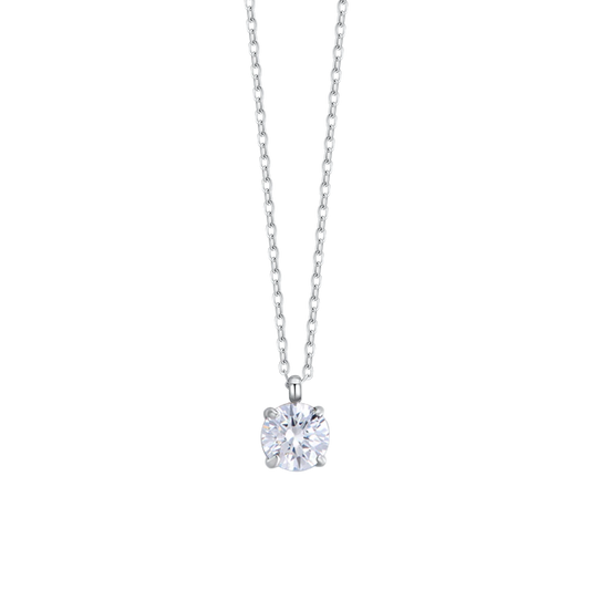 Collana Luca Barra Acciaio Maglia Catena Pendente Punto Luce Cristallo