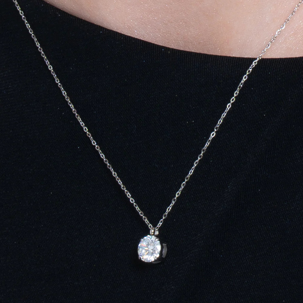 Collana Luca Barra Acciaio Maglia Catena Pendente Punto Luce Cristallo