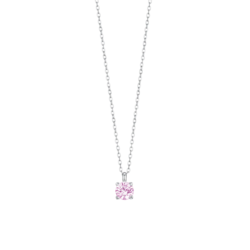Collana Luca Barra Acciaio Pendente Punto Luce Cristallo Rosa