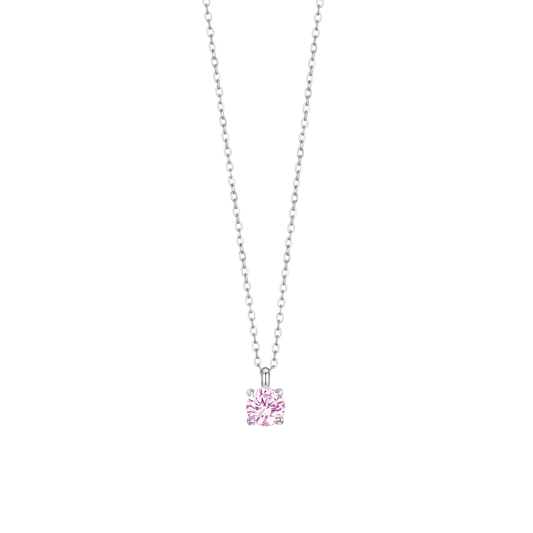 Collana Luca Barra Acciaio Pendente Punto Luce Cristallo Rosa