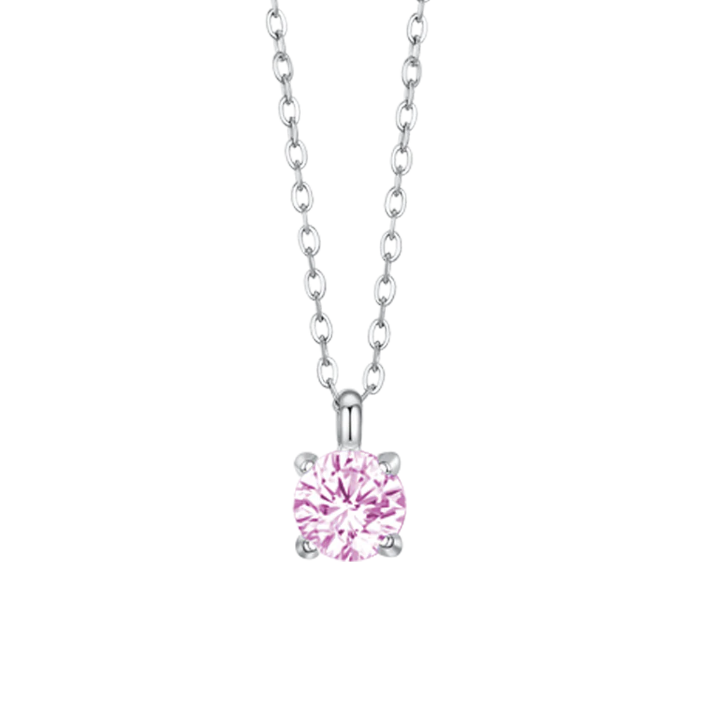 Collana Luca Barra Acciaio Pendente Punto Luce Cristallo Rosa