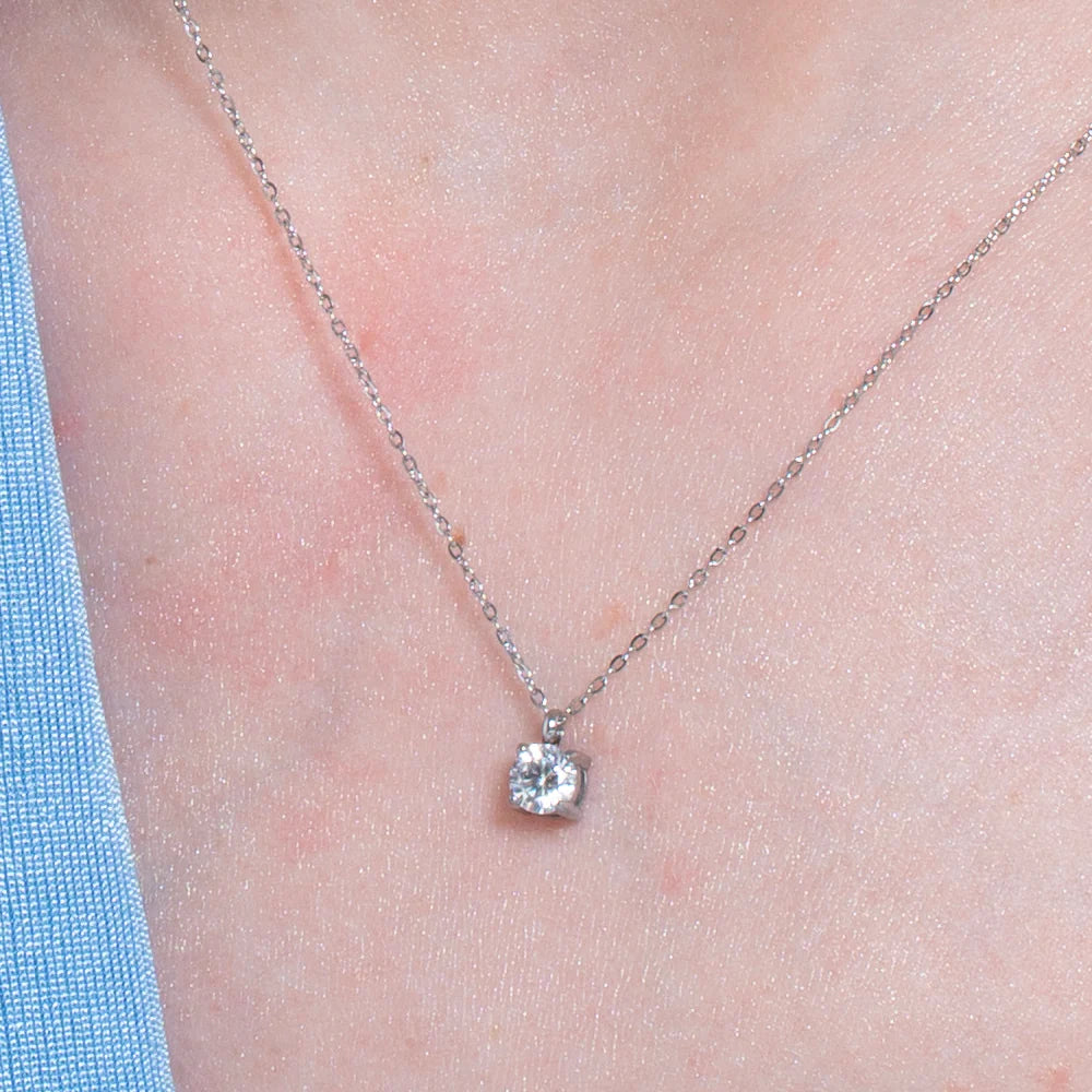 Collana Luca Barra Acciaio Pendente Punto Luce Cristallo