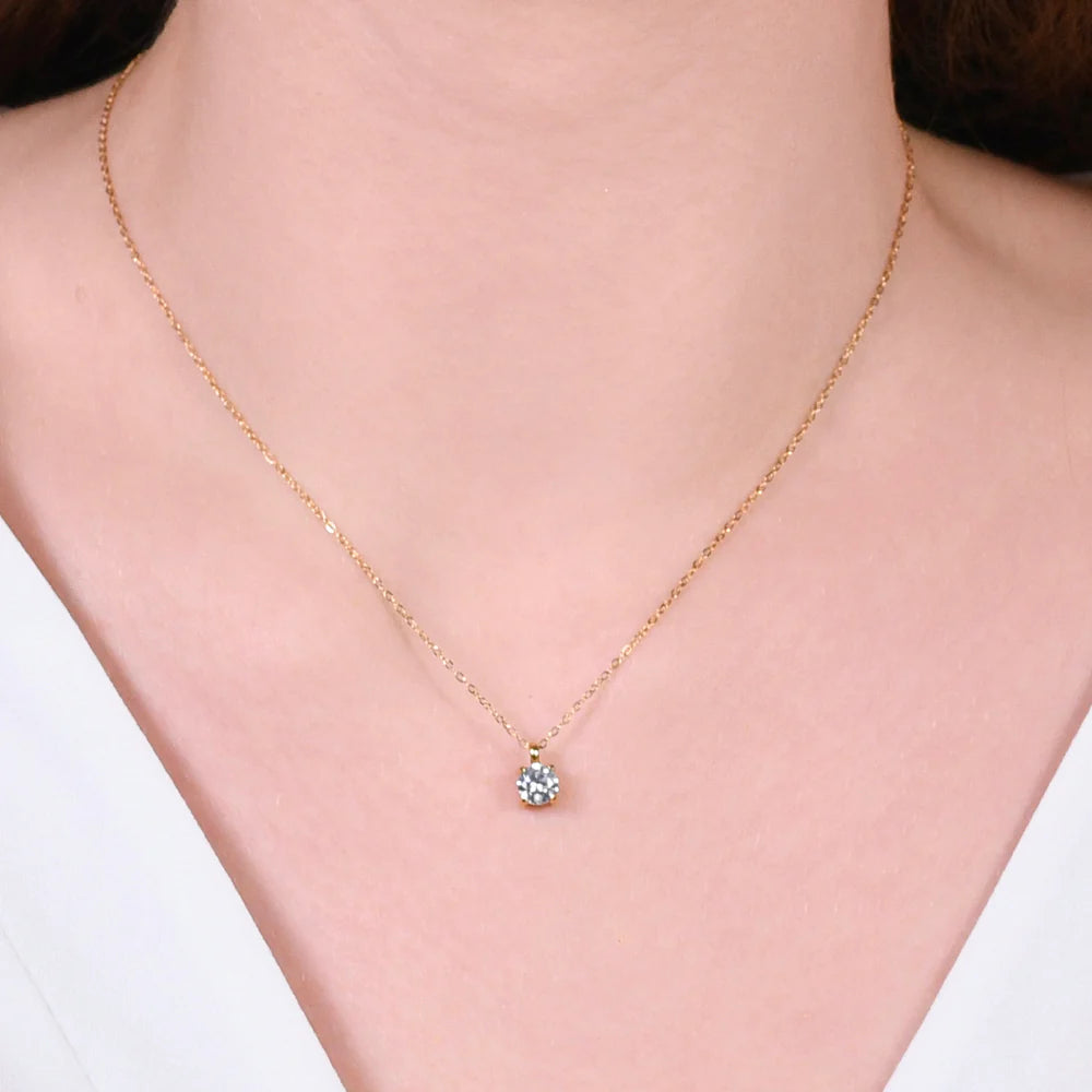 Collana Luca Barra Pvd Oro Pendente Punto Luce Cristallo