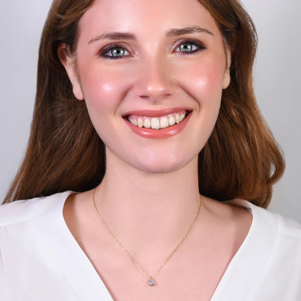 Collana Luca Barra Pvd Oro Pendente Punto Luce Cristallo