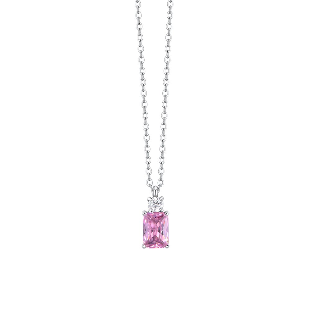 Collana Luca Barra Acciaio Zirconi Rosa Bianco
