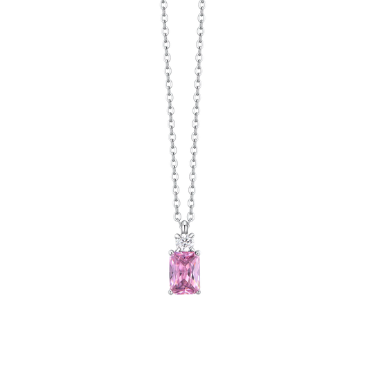 Collana Luca Barra Acciaio Zirconi Rosa Bianco