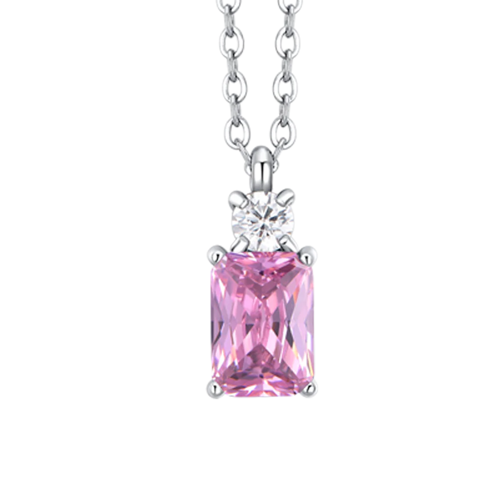 Collana Luca Barra Acciaio Zirconi Rosa Bianco