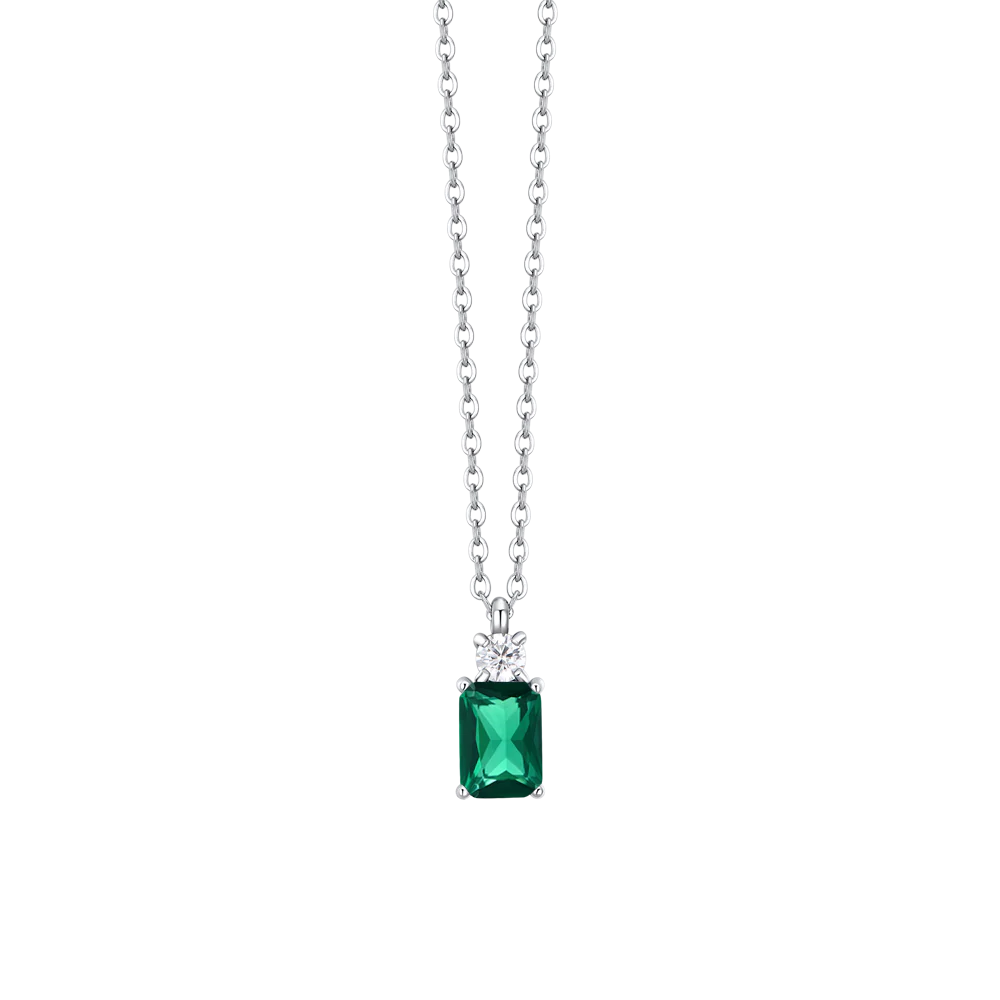 Collana Luca Barra Acciaio Zirconi Verde Bianco