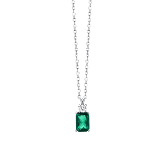 Collana Luca Barra Acciaio Zirconi Verde Bianco