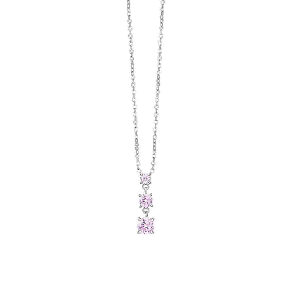 Collana Luca Barra Acciaio Zirconi Rosa