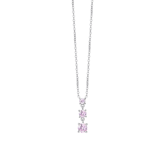 Collana Luca Barra Acciaio Zirconi Rosa