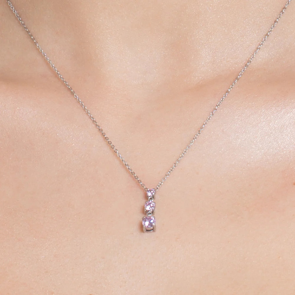 Collana Luca Barra Acciaio Zirconi Rosa