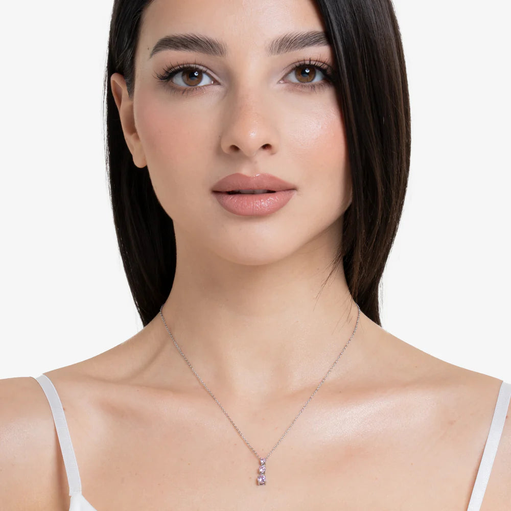 Collana Luca Barra Acciaio Zirconi Rosa