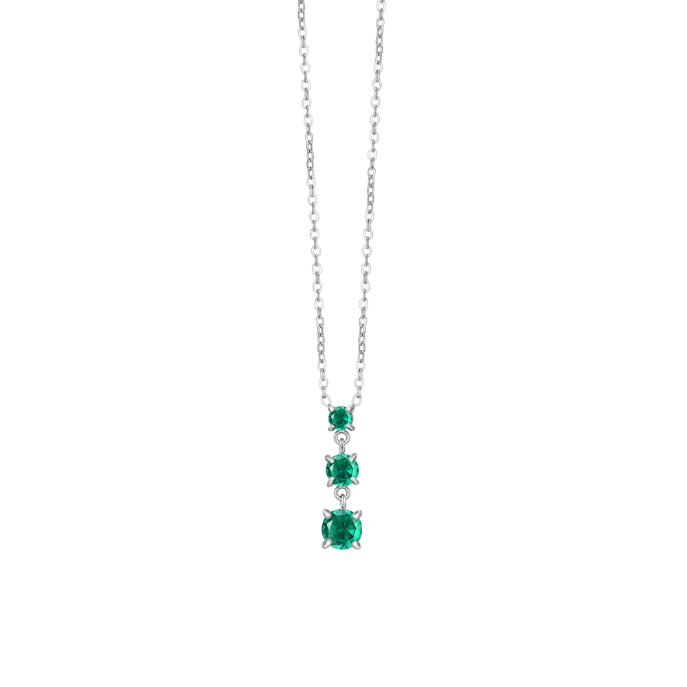 Collana Luca Barra Acciaio Zirconi Verdi