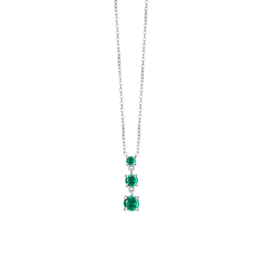 Collana Luca Barra Acciaio Zirconi Verdi