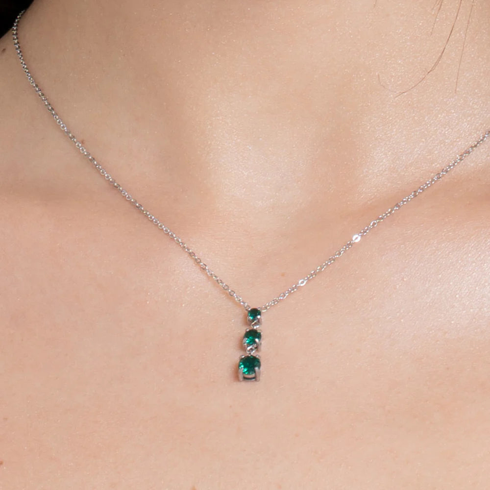 Collana Luca Barra Acciaio Zirconi Verdi