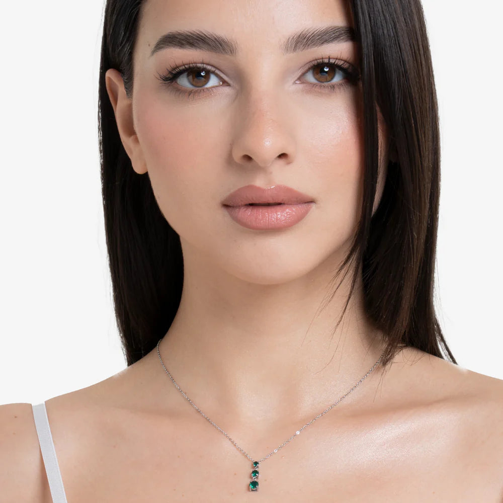 Collana Luca Barra Acciaio Zirconi Verdi