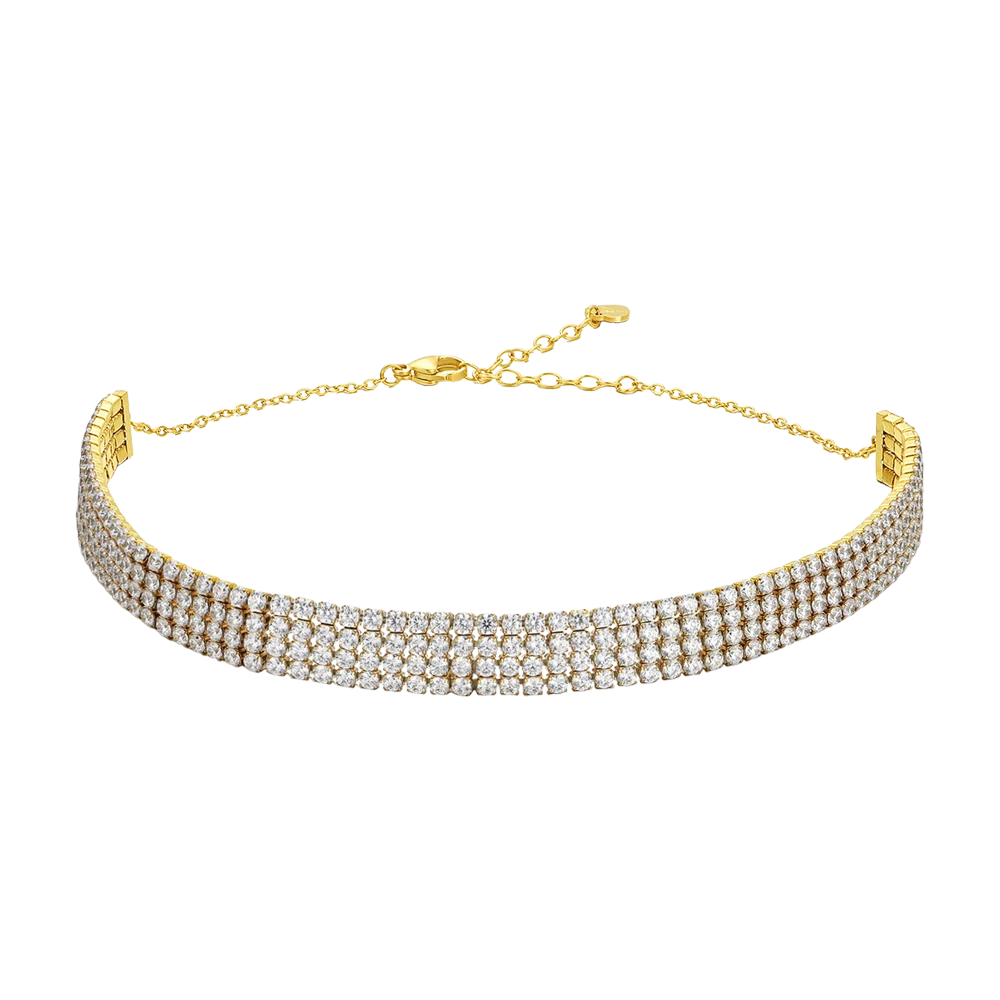 Collana Choker Tennis Luca Barra Pvd Oro Con Zirconi