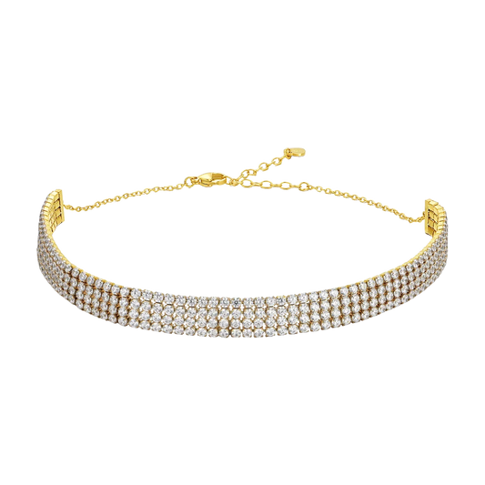 Collana Choker Tennis Luca Barra Pvd Oro Con Zirconi