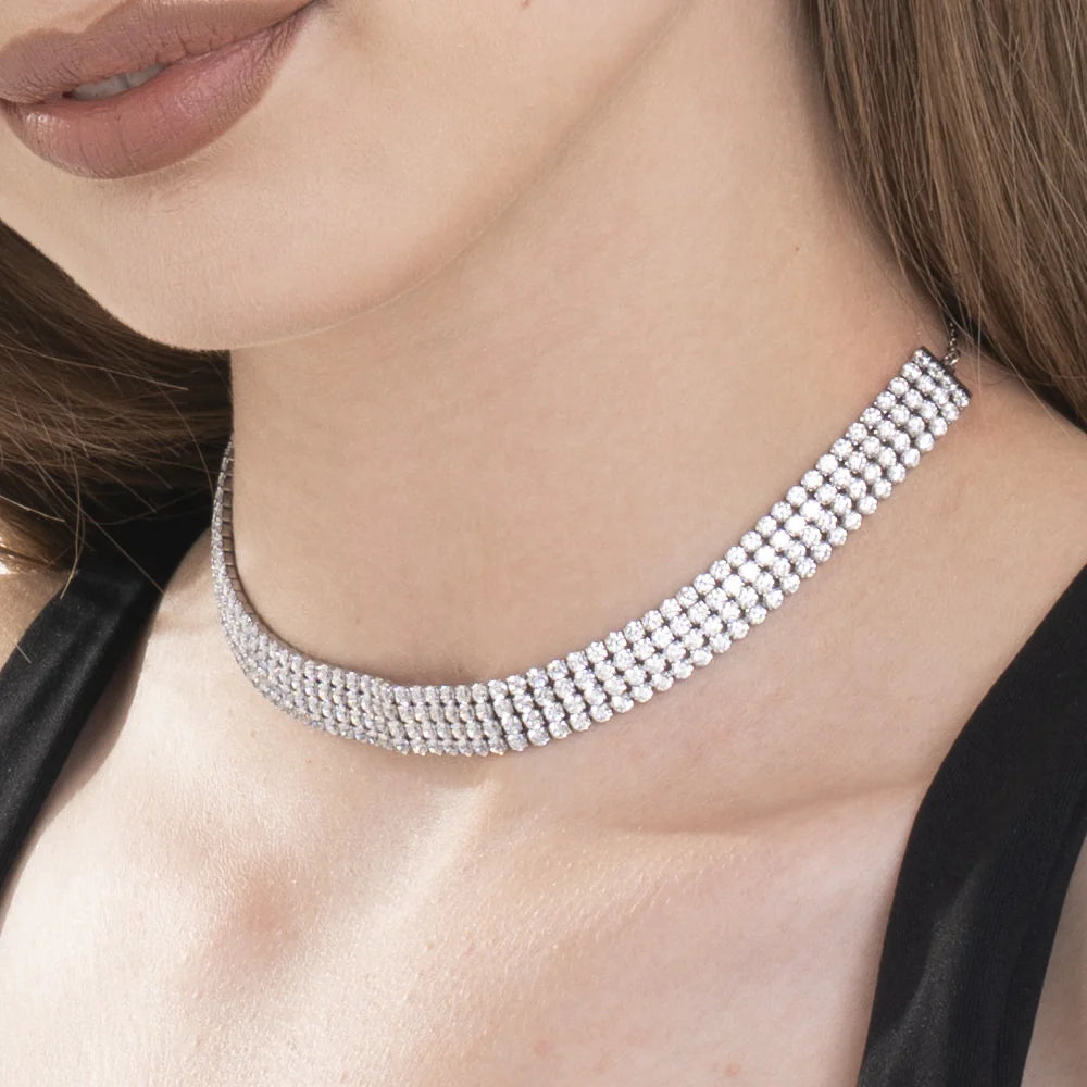 Collana Choker Tennis Luca Barra Pvd Oro Con Zirconi