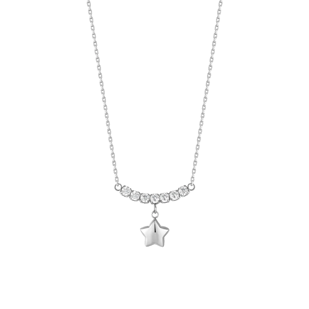 Collana Luca Barra Acciaio Centrale Cristalli Pendente Stella