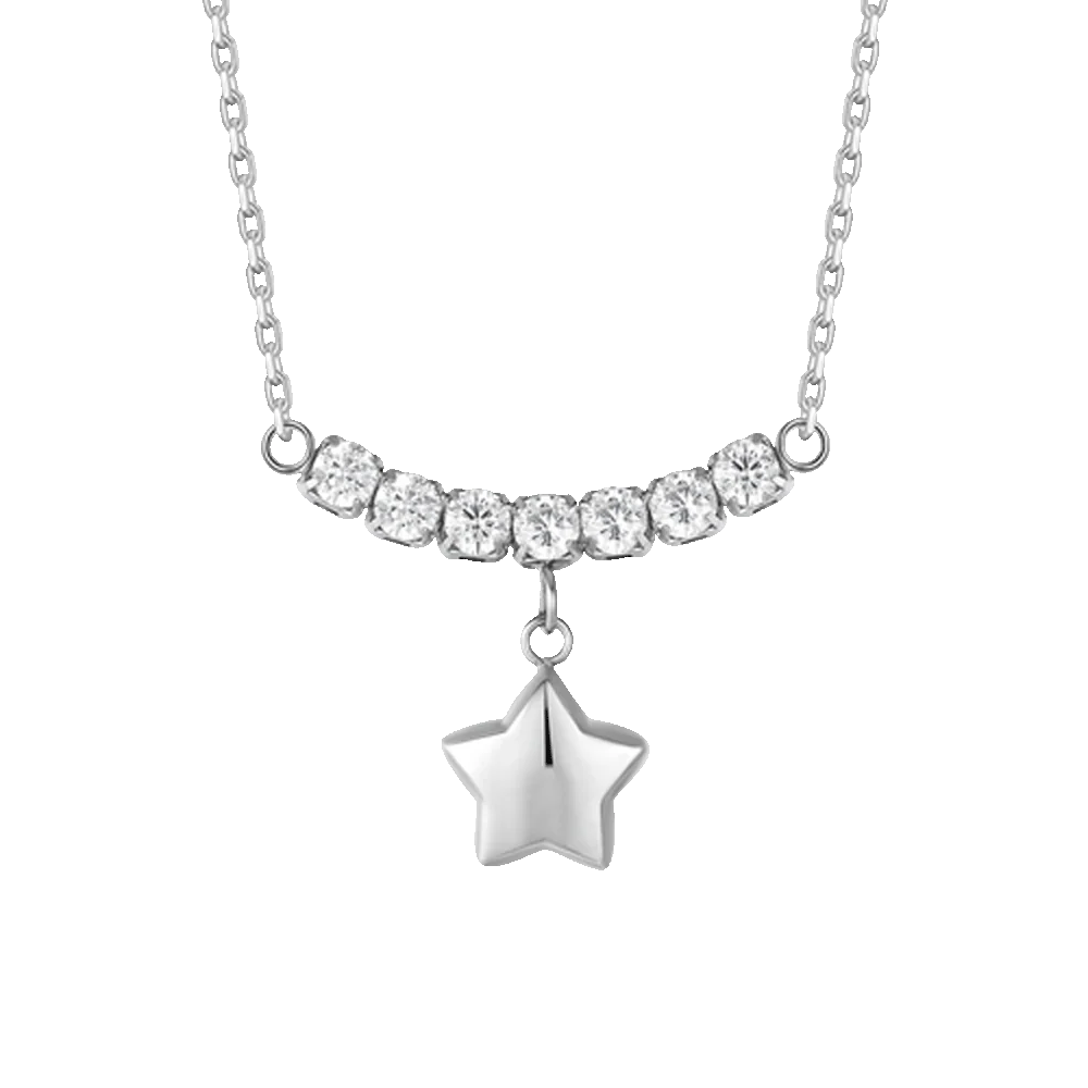 Collana Luca Barra Acciaio Centrale Cristalli Pendente Stella