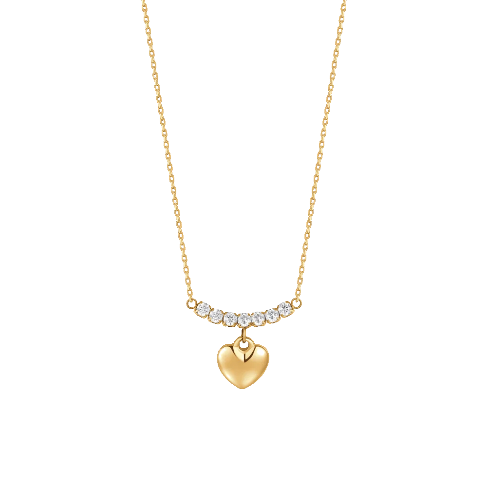 Collana Luca Barra Pvd Oro Centrale Cristalli Pendente Cuore