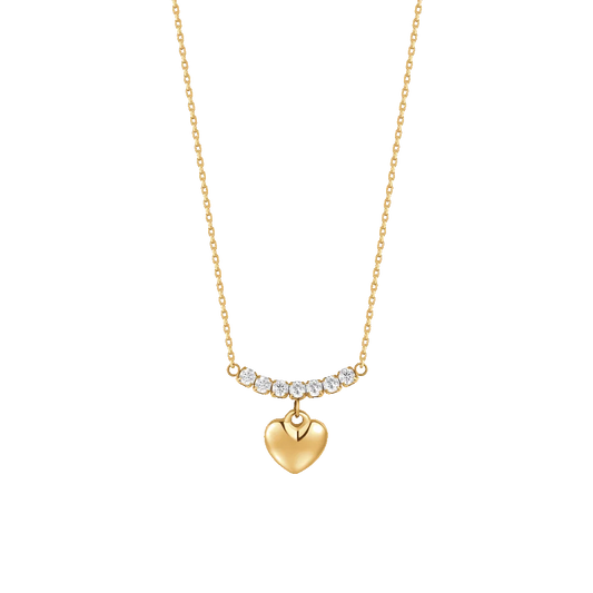Collana Luca Barra Pvd Oro Centrale Cristalli Pendente Cuore