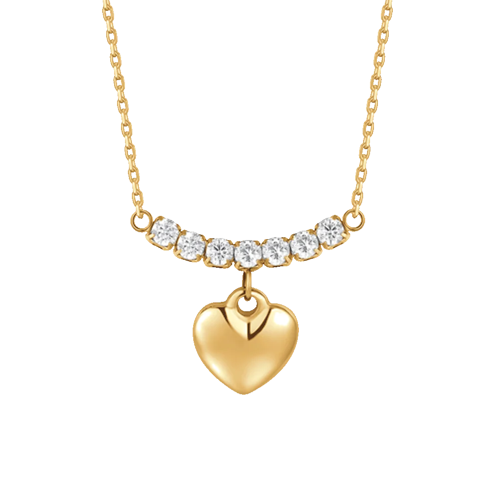Collana Luca Barra Pvd Oro Centrale Cristalli Pendente Cuore