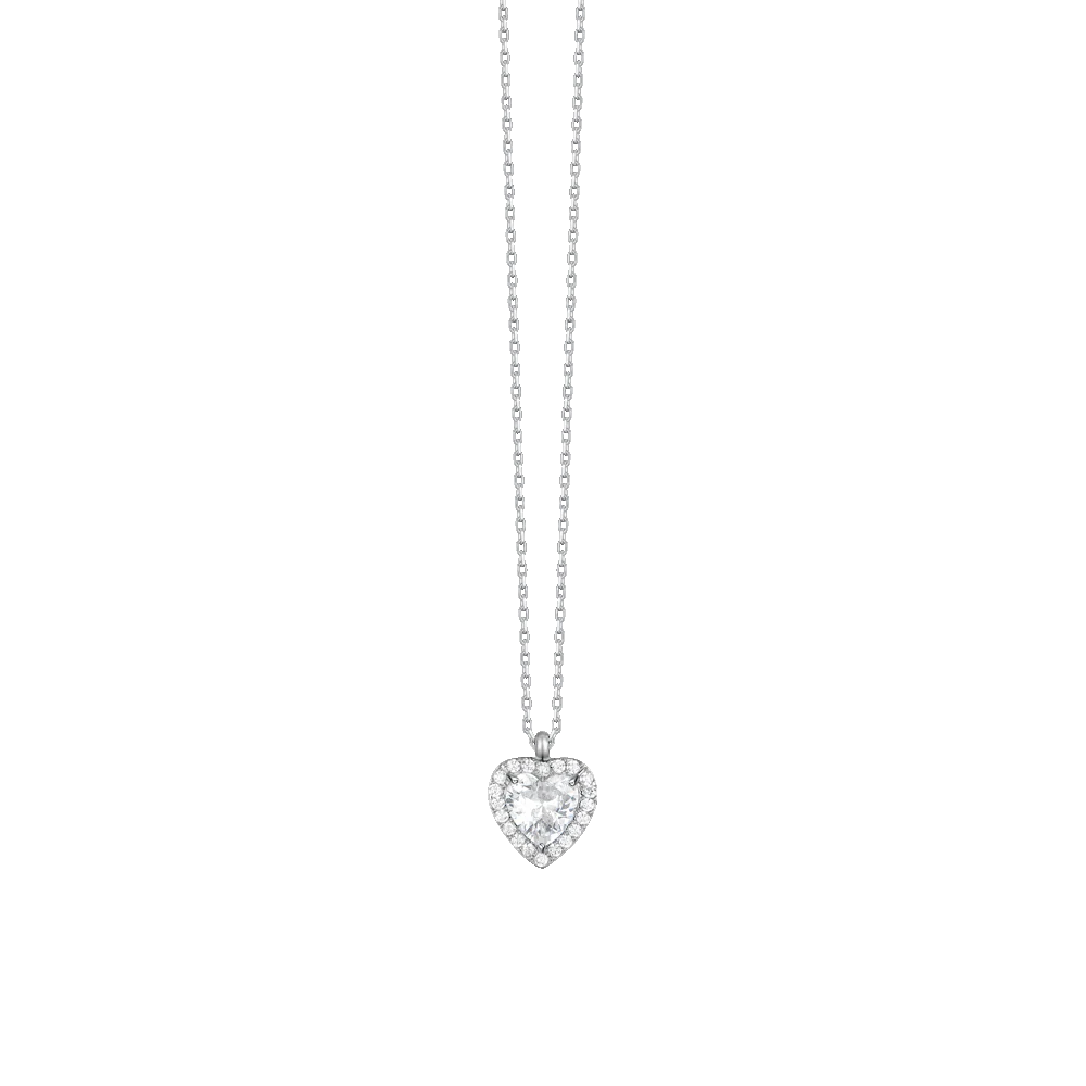 Collana Luca Barra Acciaio Pendente Cuore Cubic Zirconia Contornato