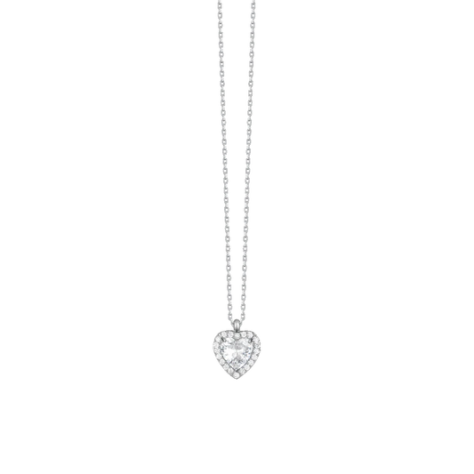 Collana Luca Barra Acciaio Pendente Cuore Cubic Zirconia Contornato
