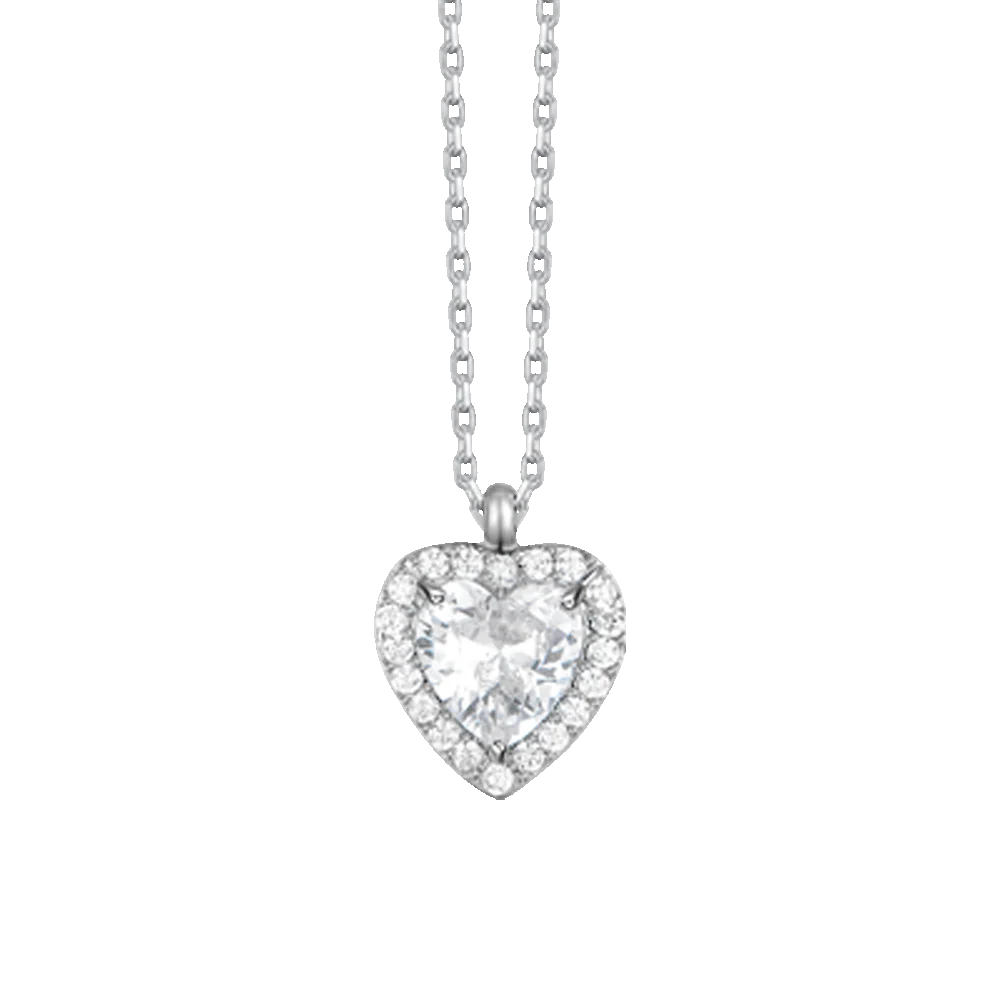Collana Luca Barra Acciaio Pendente Cuore Cubic Zirconia Contornato