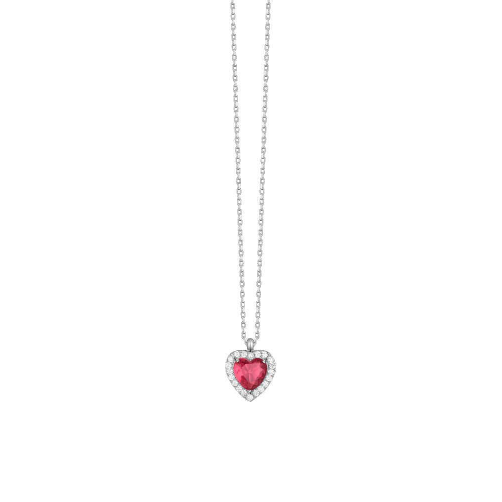 Collana Luca Barra Acciaio Pendente Cuore Cubic Zirconia Rosa Contornato