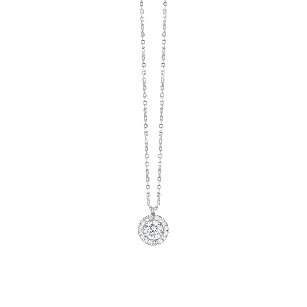 Collana Luca Barra Acciaio Pendente Tondo Cristallo Contornato