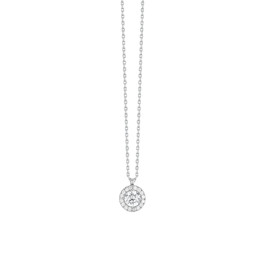 Collana Luca Barra Acciaio Pendente Tondo Cristallo Contornato