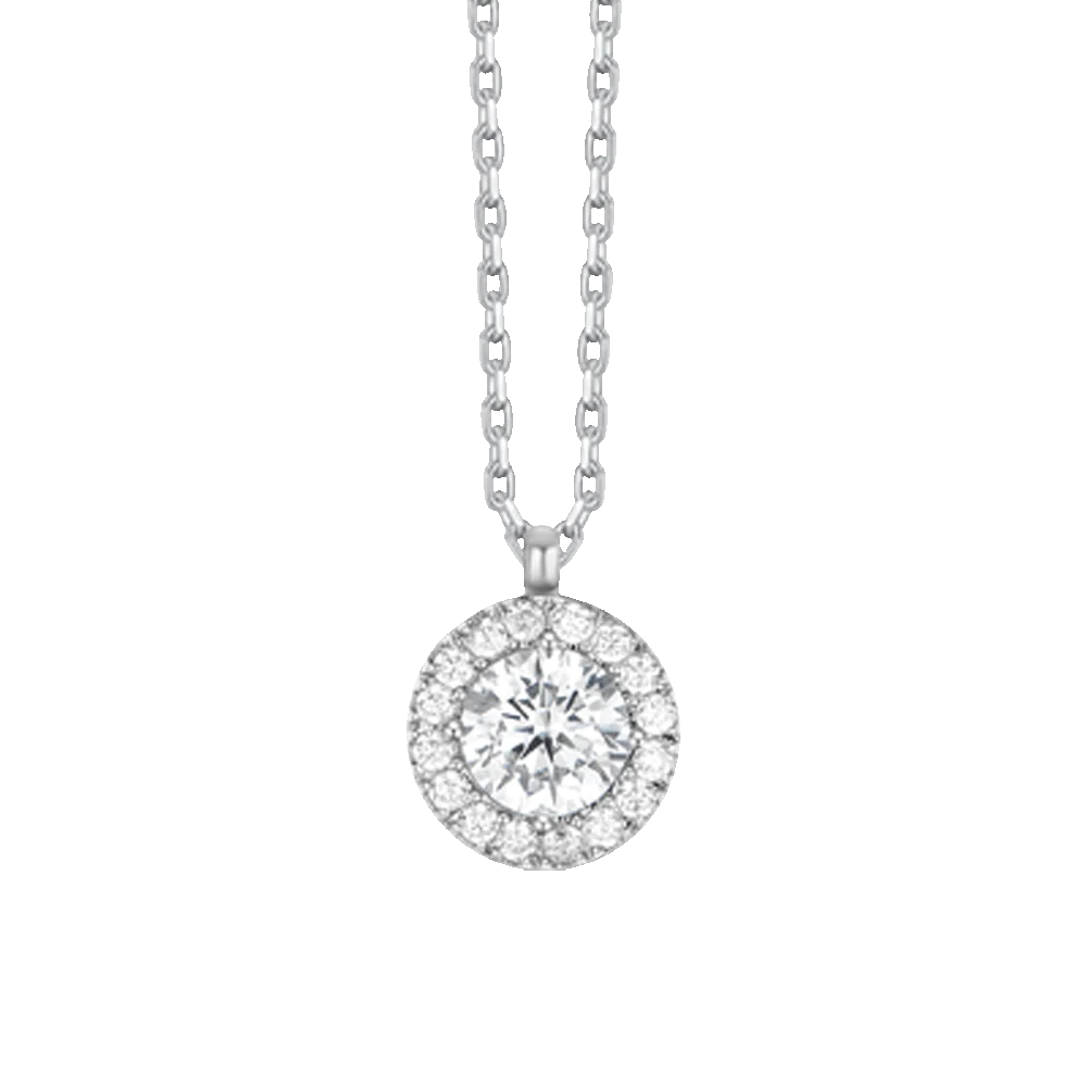Collana Luca Barra Acciaio Pendente Tondo Cristallo Contornato