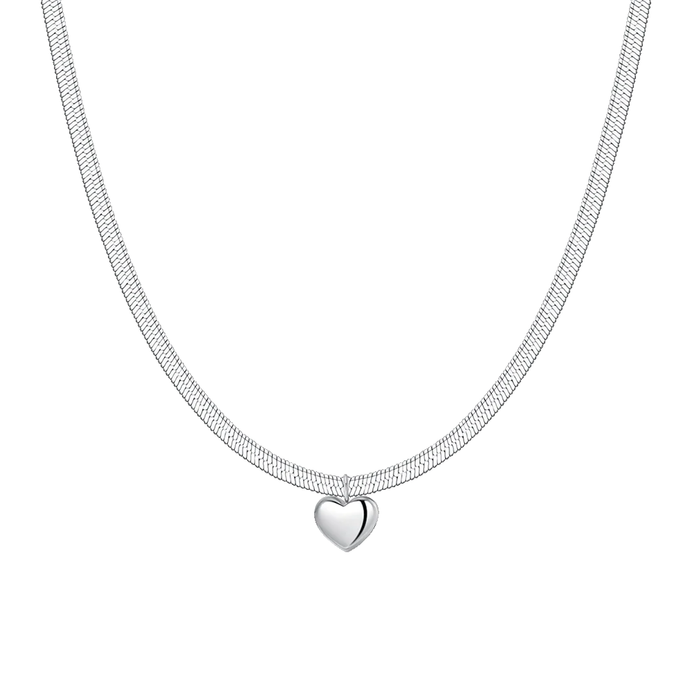 Collana Luca Barra Acciaio Maglia Snake Pendente Cuore