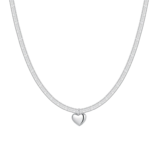 Collana Luca Barra Acciaio Maglia Snake Pendente Cuore