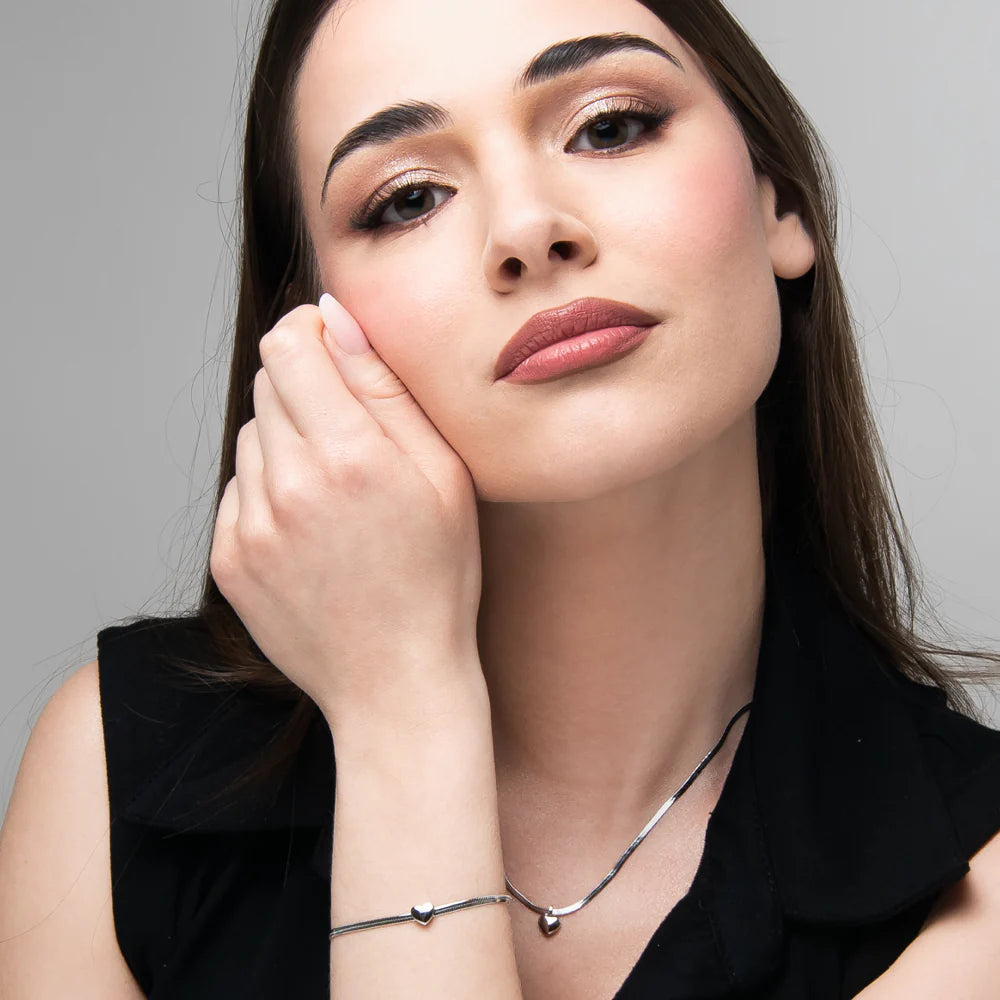 Collana Luca Barra Acciaio Maglia Snake Pendente Cuore