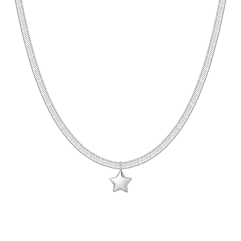 Collana Luca Barra Acciaio Maglia Snake Pendente Stella