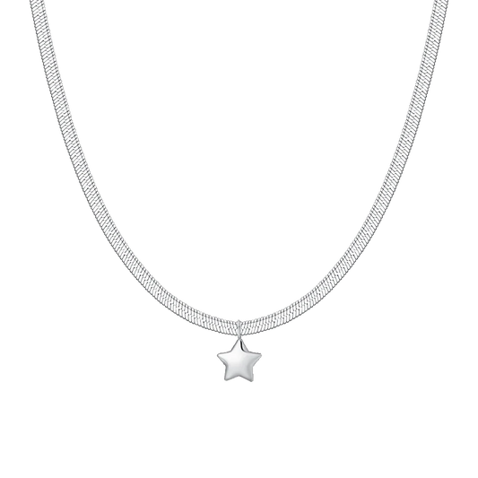 Collana Luca Barra Acciaio Maglia Snake Pendente Stella