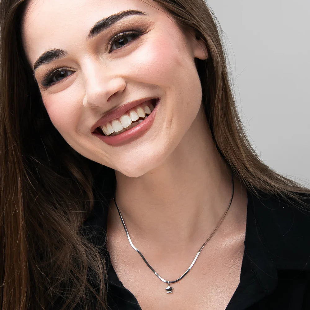 Collana Luca Barra Acciaio Maglia Snake Pendente Stella