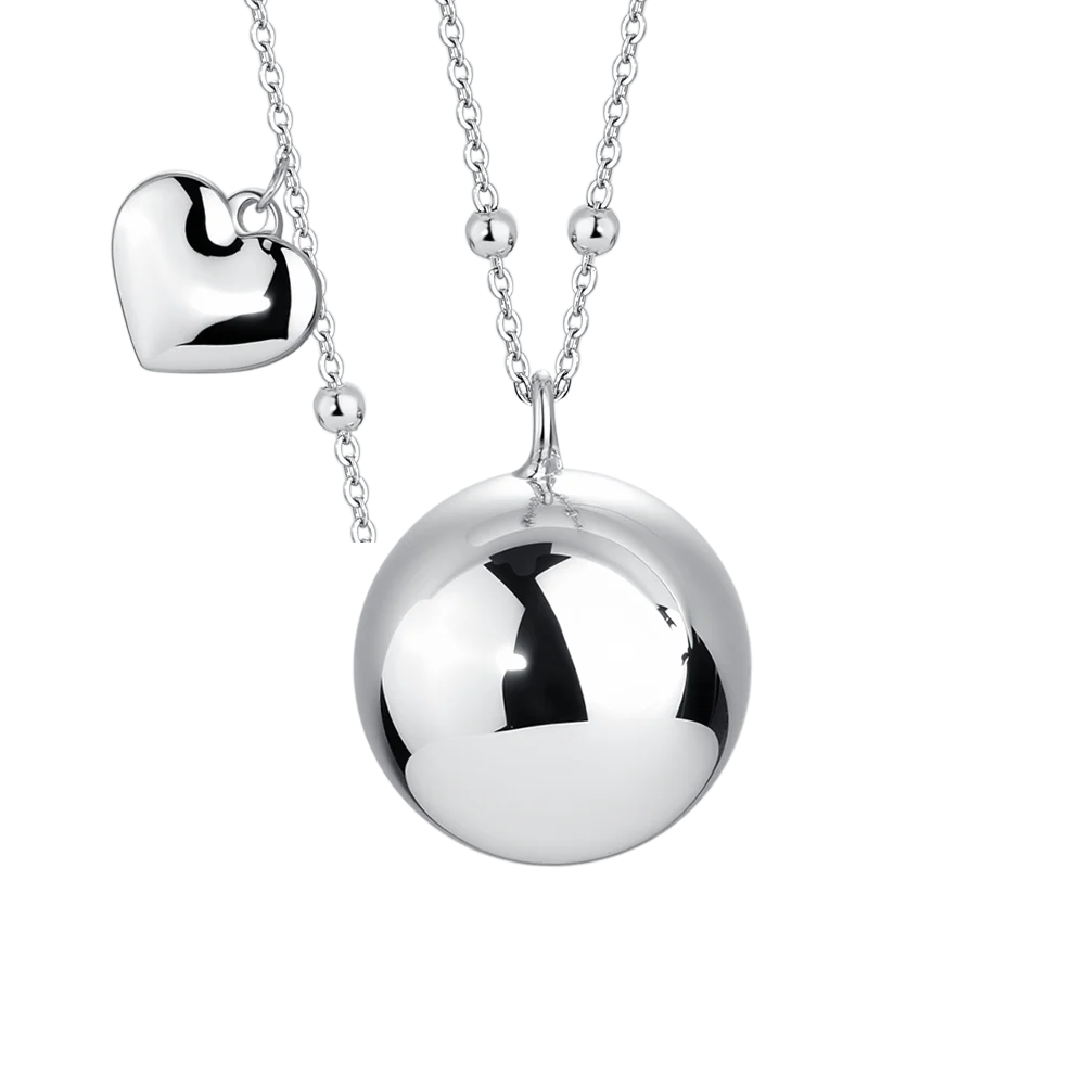 Collana Chiamangeli Luca Barra Acciaio Con Pendenti Sfera e Cuore