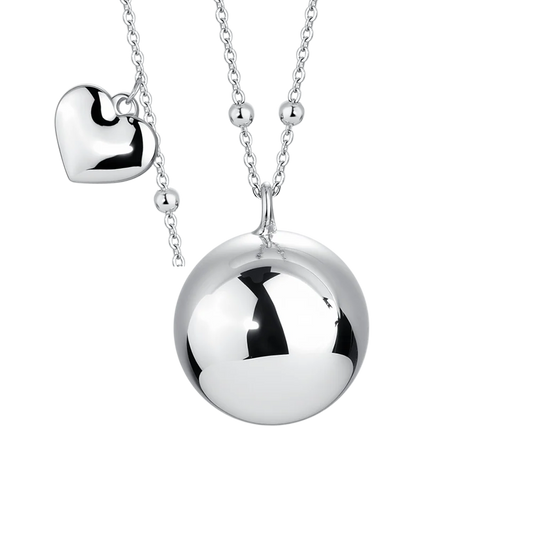 Collana Chiamangeli Luca Barra Acciaio Con Pendenti Sfera e Cuore